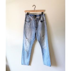 Levi's 501 High Waist Mom Distressed Jeans(Size31)